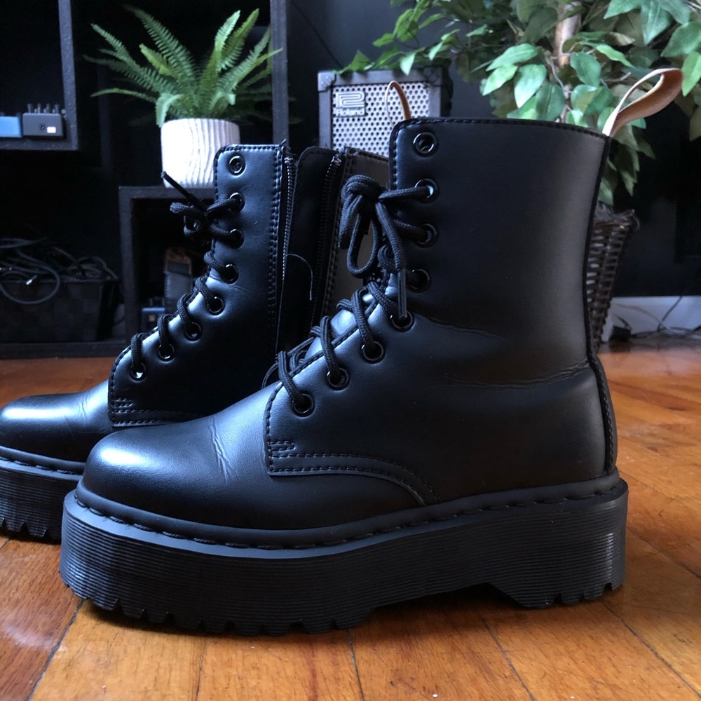 Dr. Martens Black Platform Lace-Up Boots